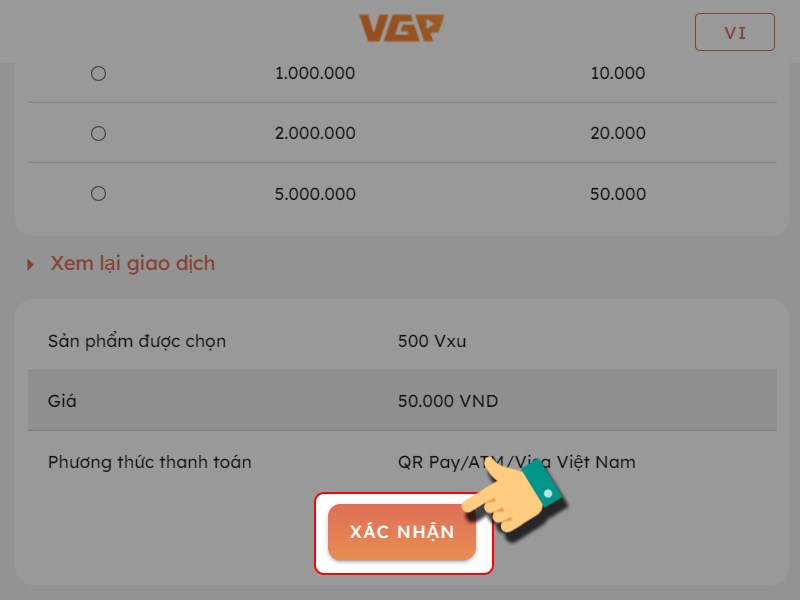 Nhấn X&aacute;c nhận