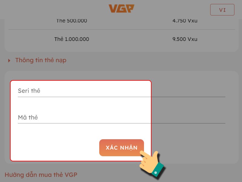 Nhập th&ocirc;ng tin thẻ c&agrave;o