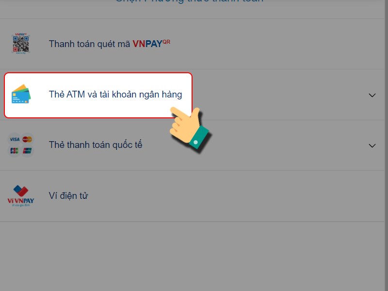 Chọn Thẻ ATM v&agrave; t&agrave;i khoản ng&acirc;n h&agrave;ng