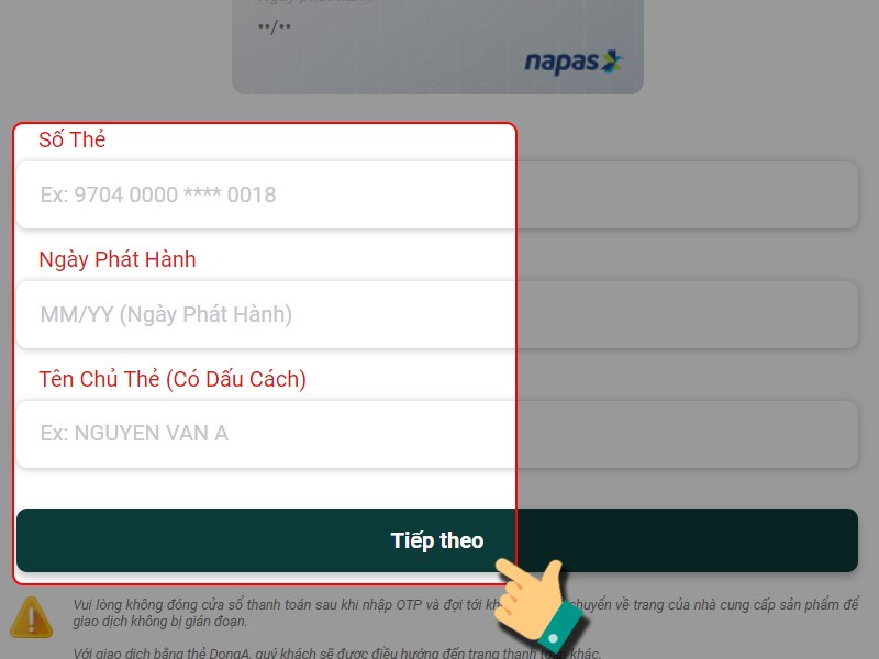 Nhập thông tin thẻ của bạn