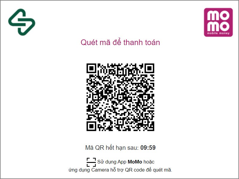 Mở ví MOMO và quét mã QR để thanh toán