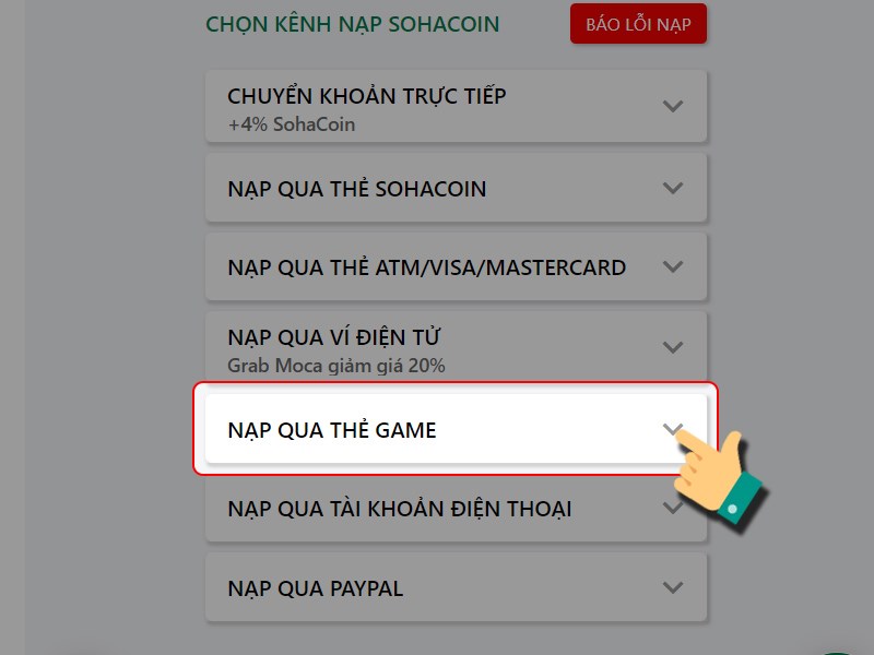 Nạp bằng thẻ game 
