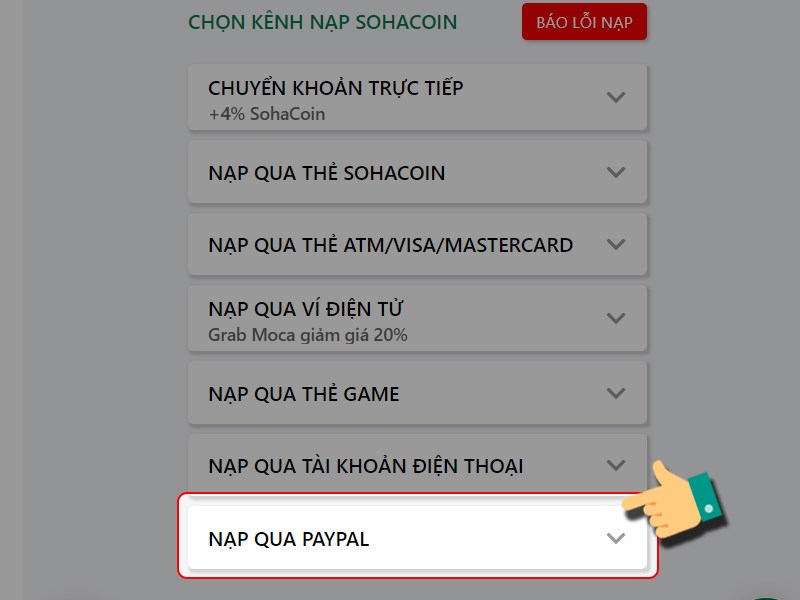 Nạp bằng PayPal