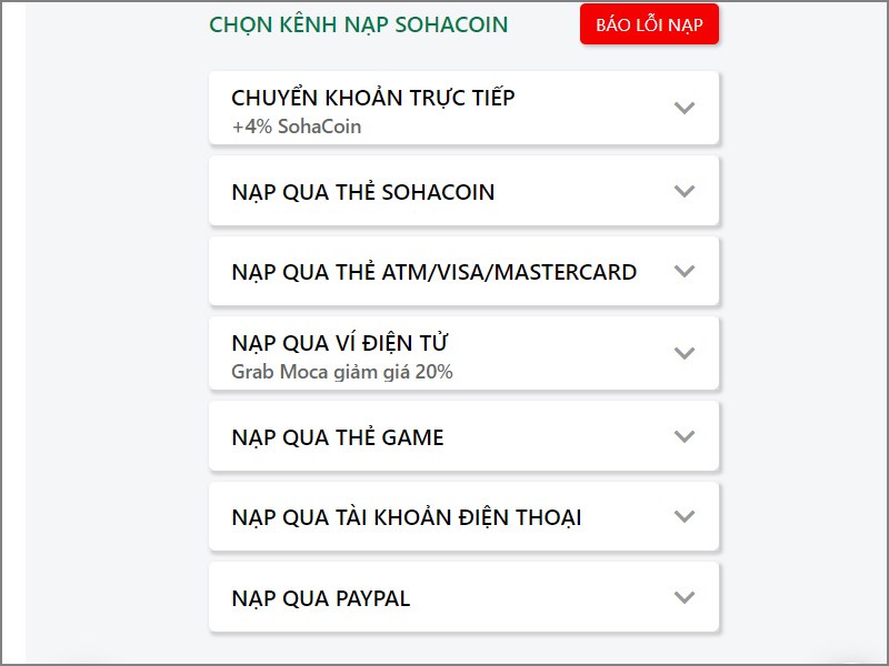 Chọn kênh nạp