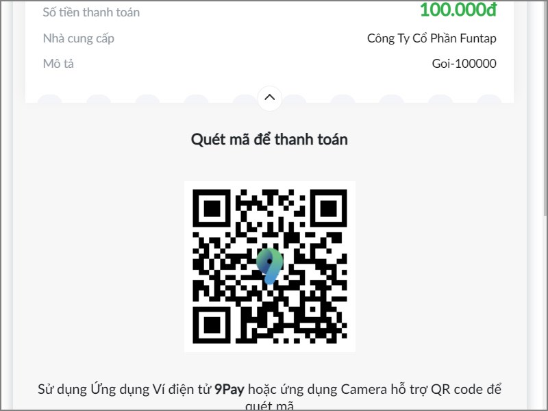 Quét mã QR để thanh toán