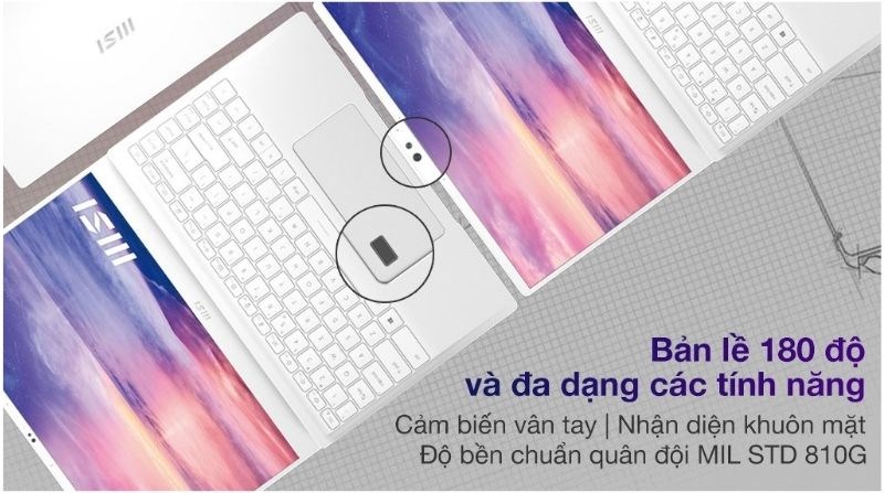 Laptop MSI Prestige 14 đa dạng bảo mật