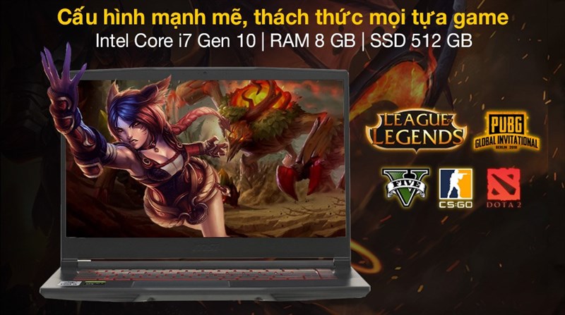 Laptop MSI Gaming GF63 Thin 10SC i7 10750H (813VN) cấu hình mạnh mẽ, thách thức mọi tựa game