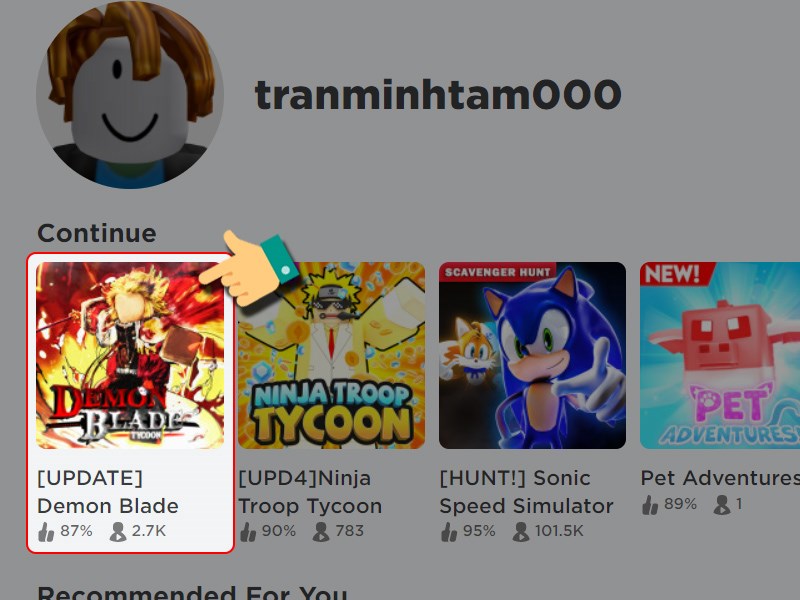 V&agrave;o game Demon Blade Tycoon