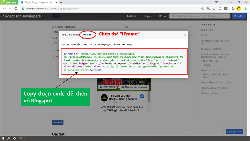 Copy đoạn code trong tab IFrame để chèn vào HTML của Blogspot Copy đoạn code trong tab IFrame để chèn vào HTML của Blogspot