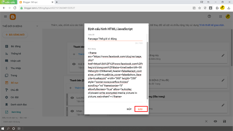 Dán đoạn code vào HTML của Blogspot Dán đoạn code vào HTML của Blogspot