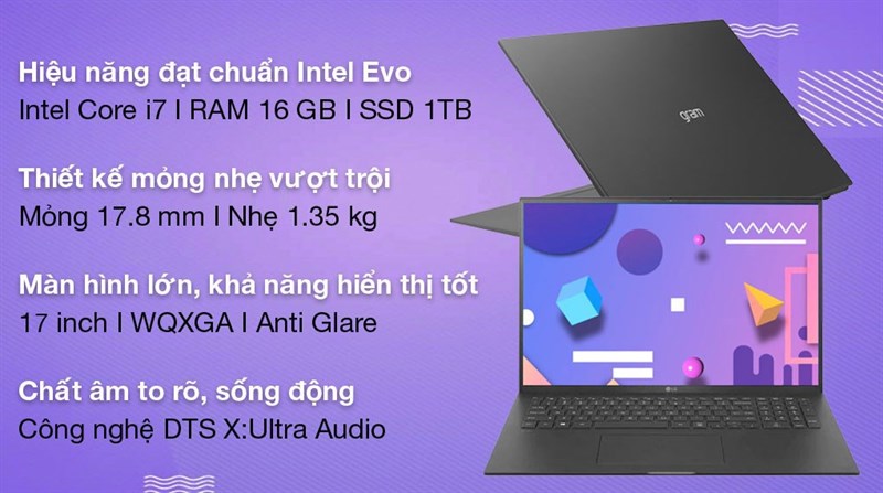 Laptop LG Gram 17 2021 i7 sở hữu vẻ ngo&agrave;i mềm mại, mỏng nhẹ kết hợp với cấu h&igrave;nh khủng