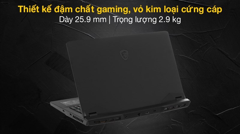 Thiết kế đậm chất gaming, vỏ kim loại cứng cáp