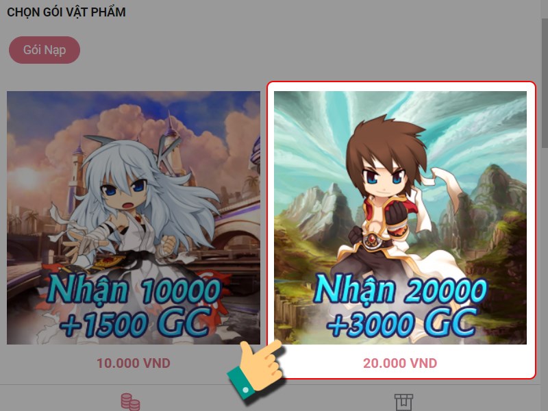 Chọn g&oacute;i nạp