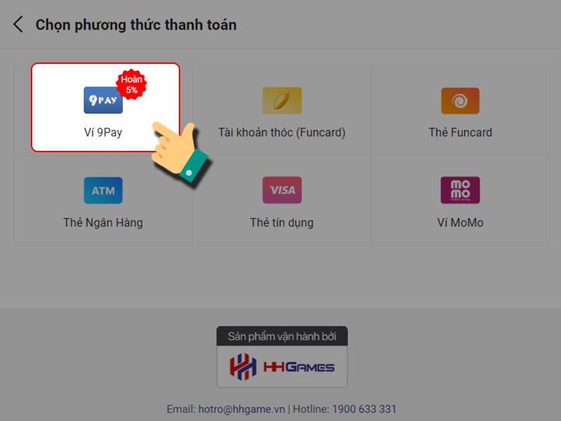 Nạp bằng v&iacute; 9Pay