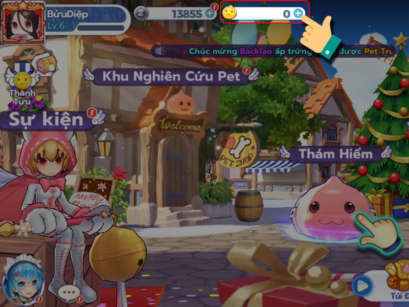 Nhấn v&agrave;o dấu + để nạp