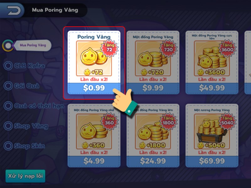 Chọn g&oacute;i nạp