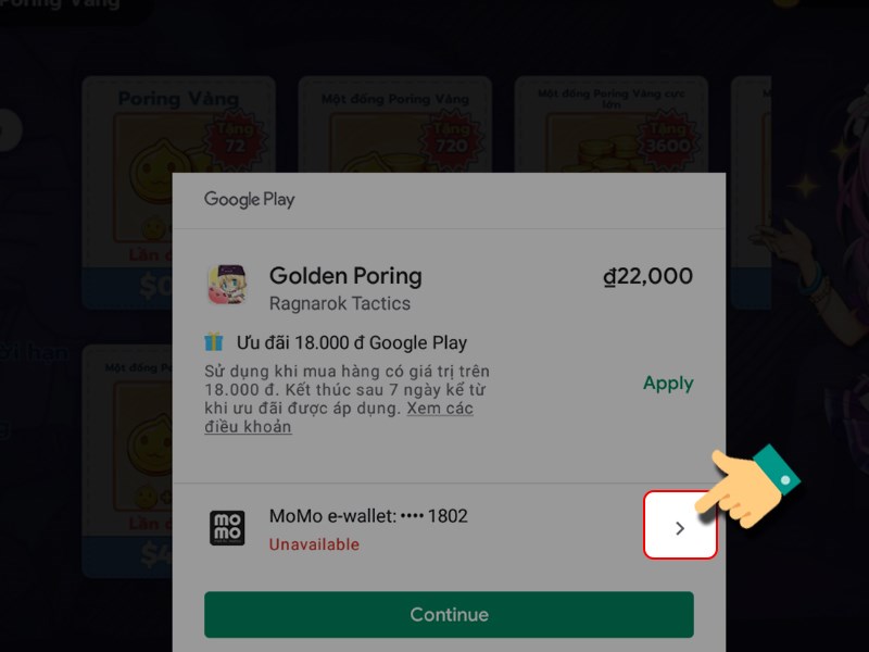 Nhấn v&agrave;o biểu tượng mũi t&ecirc;n