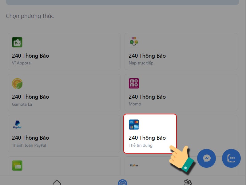 Thanh to&aacute;n bằng thẻ t&iacute;n dụng