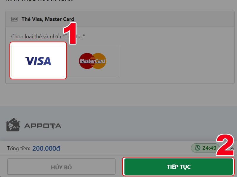 Chọn loại thẻ t&iacute;n dụng