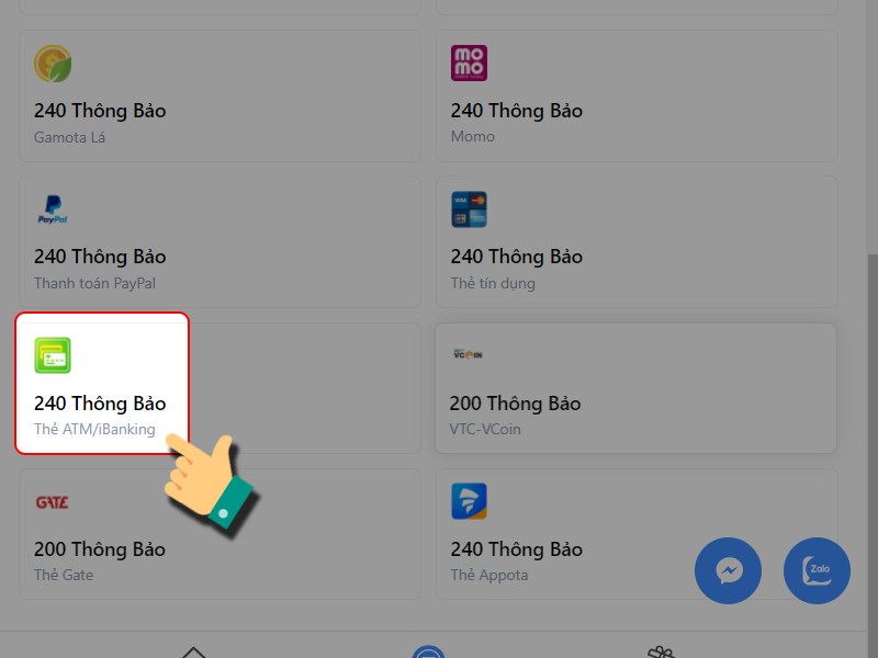 Thanh to&aacute;n bằng thẻ ATM