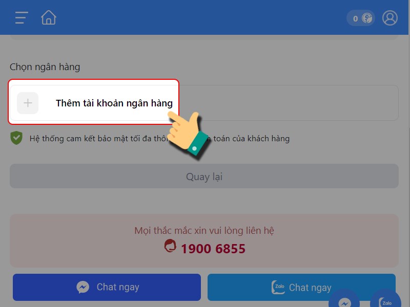 Chọn th&ecirc;m t&agrave;i khoản ng&acirc;n h&agrave;ng