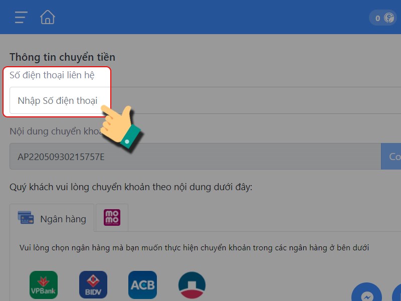 Nhập số điện thoại của bạn v&agrave;o đ&acirc;y