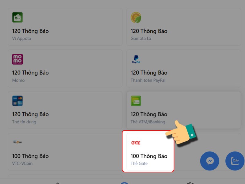 Thanh to&aacute;n bằng thẻ GATE