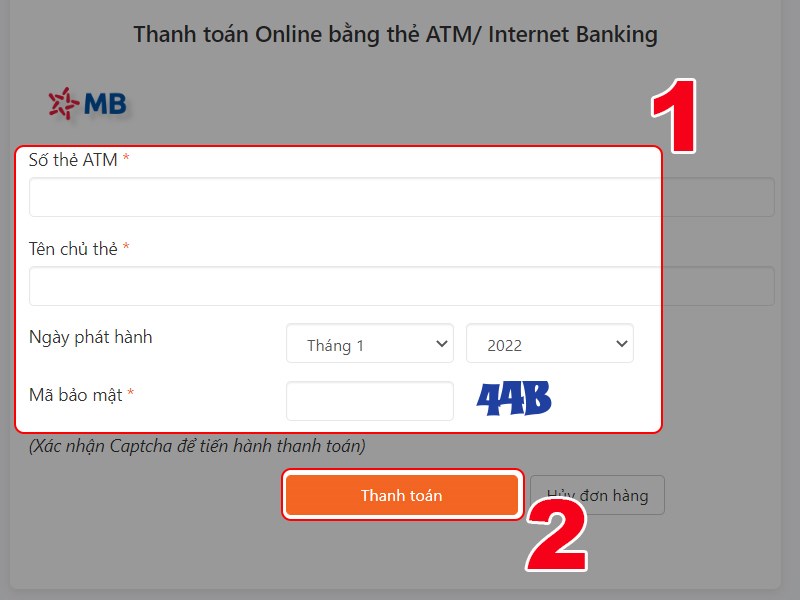 Điền th&ocirc;ng tin thẻ thanh to&aacute;n