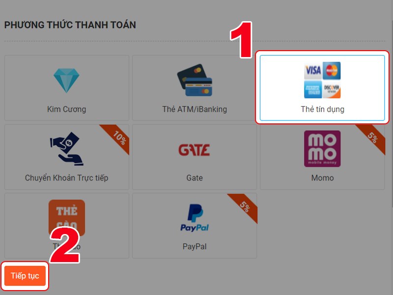 Chọn phương thức thanh to&aacute;n