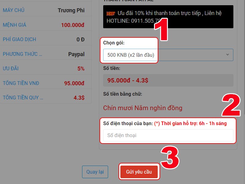 Chọn g&oacute;i nạp