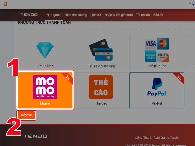 Chọn phương thức MOMO