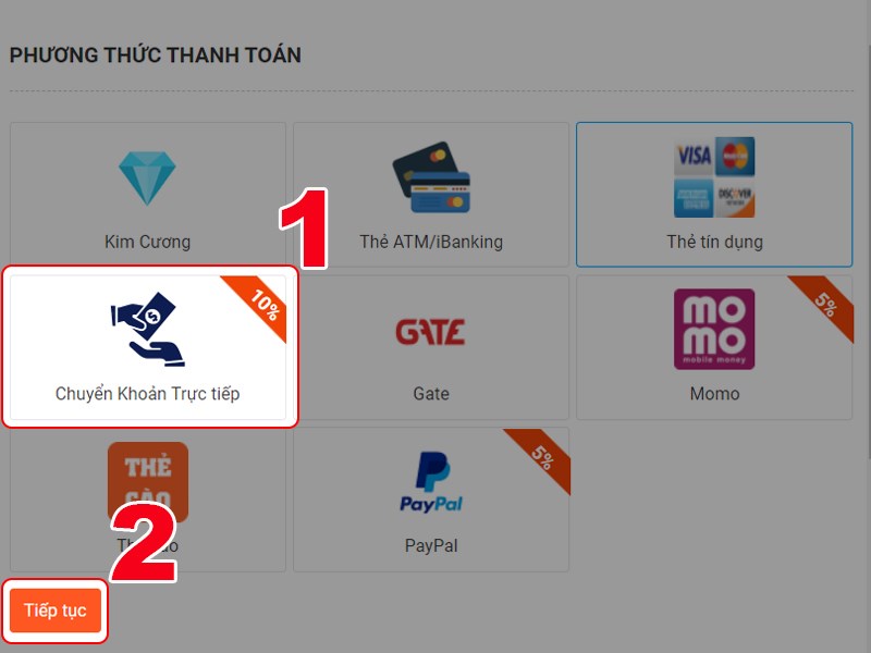 Chọn phương thức thanh to&aacute;n