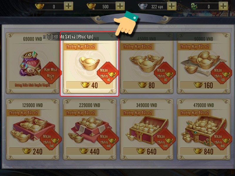 Chọn g&oacute;i nạp