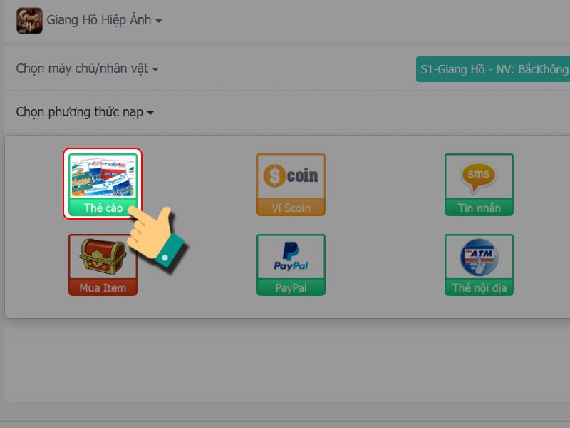 Chọn thẻ c&agrave;o 