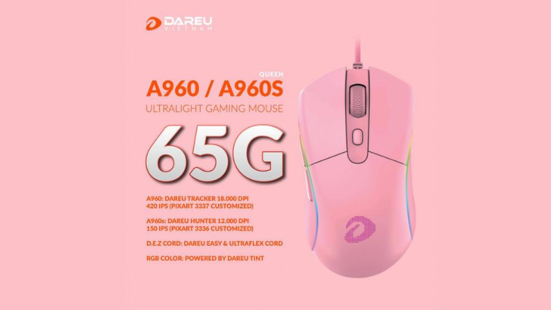 Chuột Gaming DAREU A960s QUEEN – ULTRALIGHT Chuột Gaming DAREU A960s QUEEN – ULTRALIGHT