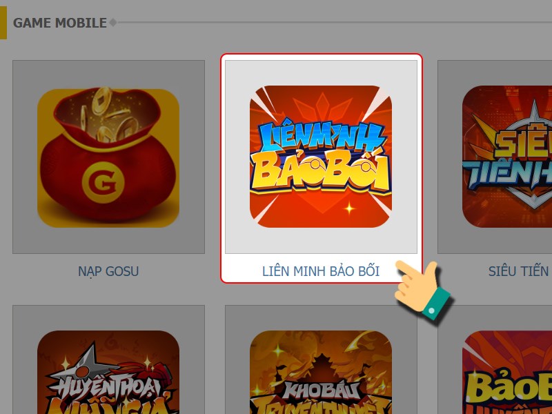 Chọn game Li&ecirc;n Minh Bảo Bối