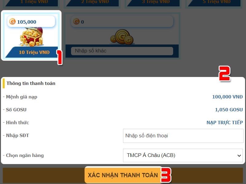 Nhập th&ocirc;ng tin v&agrave; thanh to&aacute;n