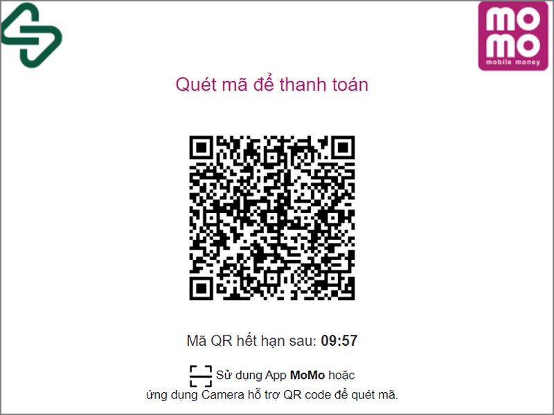 Mở ví MOMO và quét mã QRcode để thanh toán