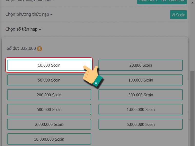 Chọn g&oacute;i nạp