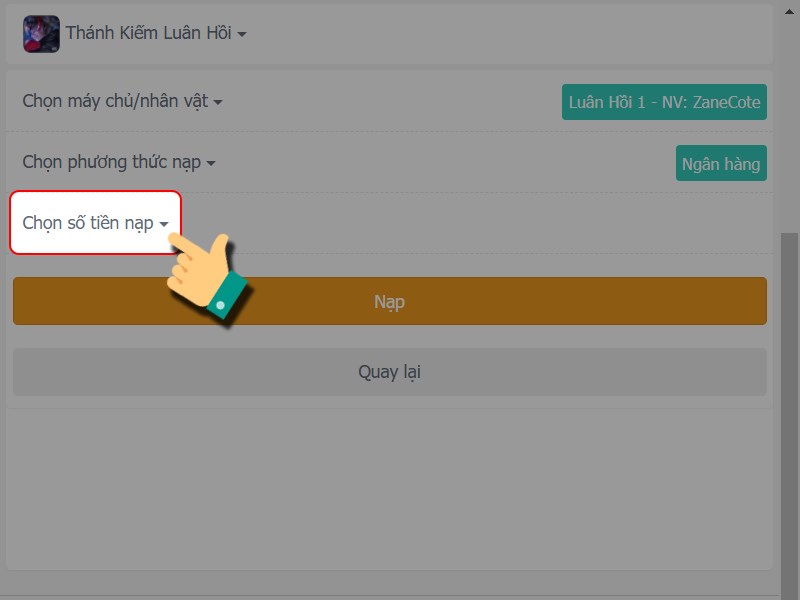 Chọn số mức nạp
