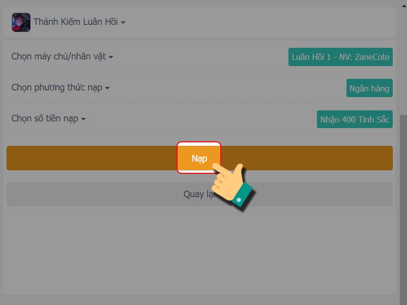X&aacute;c nhận nạp