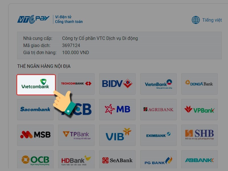 Chọn ng&acirc;n h&agrave;ng