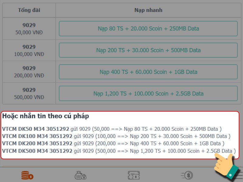 Nhắn tin theo c&uacute; ph&aacute;p để thanh to&aacute;n