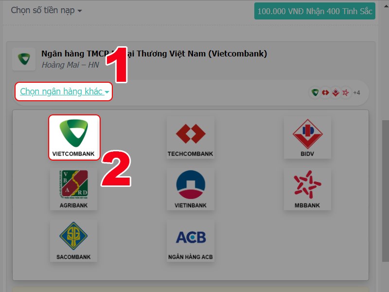 Chọn ng&acirc;n h&agrave;ng