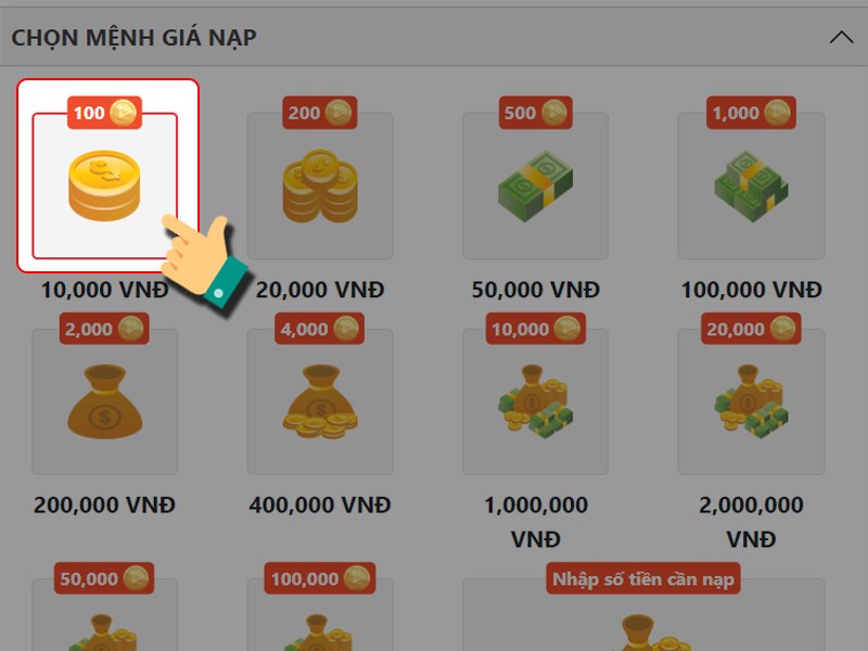 Chọn g&oacute;i nạp