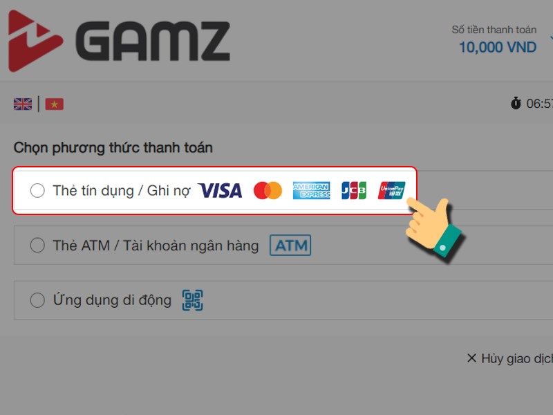 Tiếp tục chọn phương thức thanh to&aacute;n