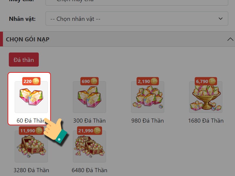 Chọn g&oacute;i nạp