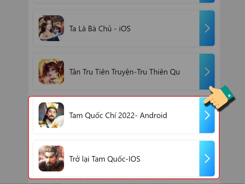 Chọn game Tam Quốc Chí theo hệ điều hành