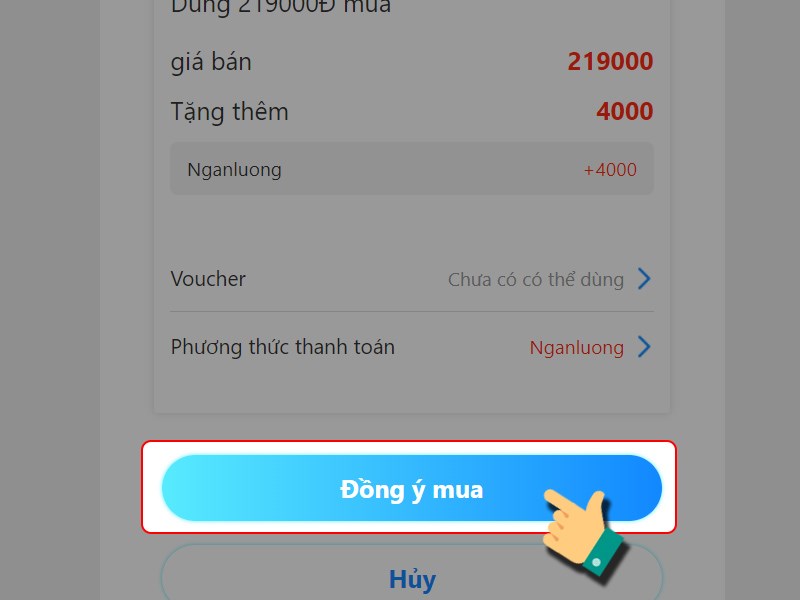 Nhấn đồng ý mua