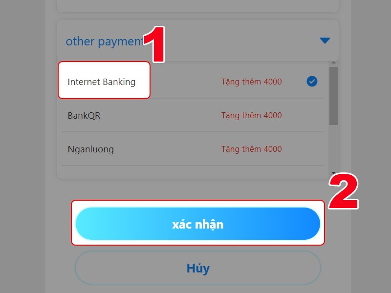 Chọn internet banking